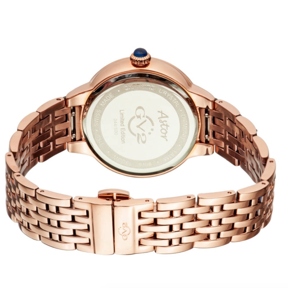 Rose Gold Real Diamond Bezel Watch GV2 BY GEVRIL - Picture 8 of 16